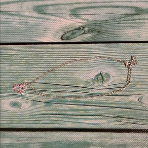 Silver Ankle Bracelet with Pink Heart Charm